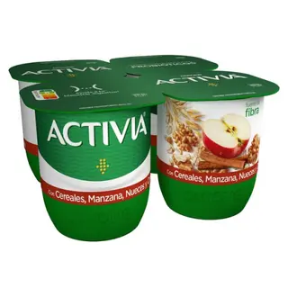 Yogur Activia Cereales,Manzana,Nueces Y Canela 4X120Gr