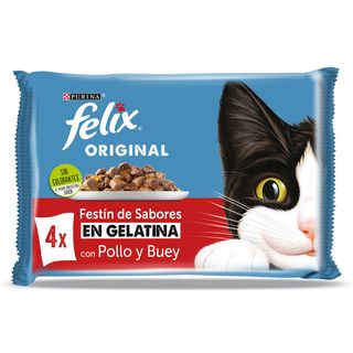 Alimento Para Gatos En Gelatina Sabor Carne Felix Bolsa 340 G