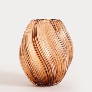 Wazon | SWIRL | szklany zakręcony beżowy | 17x21 cm | 750199