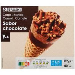 Cono Grande De Chocolate Eroski, Pack 4X120 Ml. (25473497)