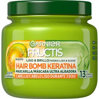Garnier Fructis Hair Bomb Keratina Liso & Brillo Mascarilla Capilar Ultra Alisadora Con Aceite De Argán 320 Ml
