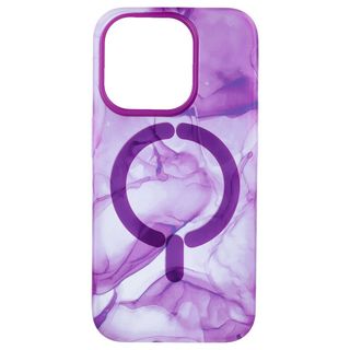 Funda Acuarela Compatible con Magsafe para iPhone 15 Pro Morado