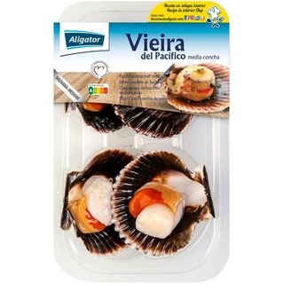 Vieira 1/2 Concha Aligator, Bandeja 165 Gr. (25617002)