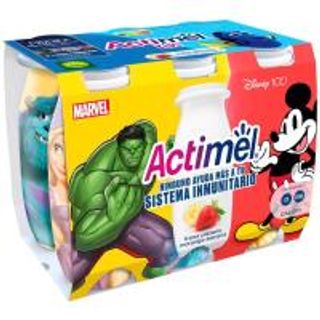 Yogur Líquido Actimel Fresa Y Plátano Danone 6X100 Ml. (10861383)