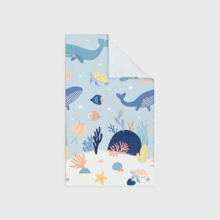 Toalla de playa rizo velour fondo marino Marine color azul claro talla 70x140 cm