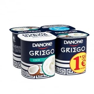 Yogur Griego Con Coco Danone Sin Gluten Pack De 4 Unidades De 110 G.