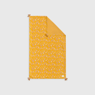 Toalla pareo de playa algodón flores Kenzest color amarillo talla 100x170 cm