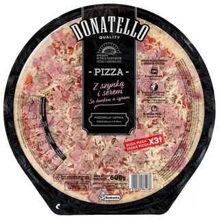 Donatello Pizza z szynką i serem, mozzarella i szynka 600 g