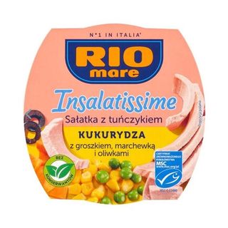 Rio Mare Sałatka z tuńczykiem, kukurydzą z groszkiem marchewką i oliwkami 160 g