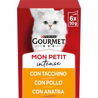 Gourmet mon petit intense cat busta multipack 6x50g tacchino pollo e antra