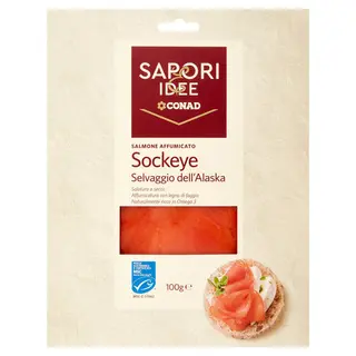 SAPORI & IDEE CONAD Salmone Affumicato Sockeye Selvaggio dell'Alaska 100 g - 8003170080218