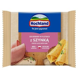 Hochland Ser kremowy w plastrach z szynką 130 g