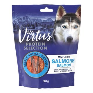 Virtus protein selection snack dog meat jerky 300g salmone