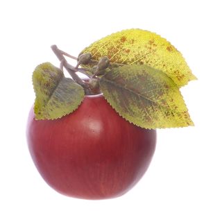 Decorazione mela rossa con foglie - in poliestere, da 7x9,5x7 cm