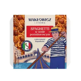 Makłowicz i Synowie Spaghetti w sosie pomidorowym z pieczonymi klopsikami 400 g