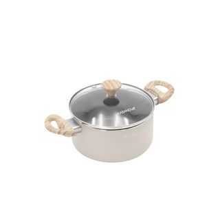 Casseruola 14 cm taupe scritta Cooking Therapy - con coperchio