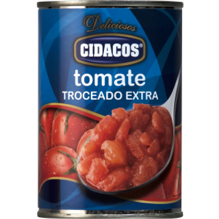 Tomate Natural Troceado Extra Lata Cidacos 410Gr.