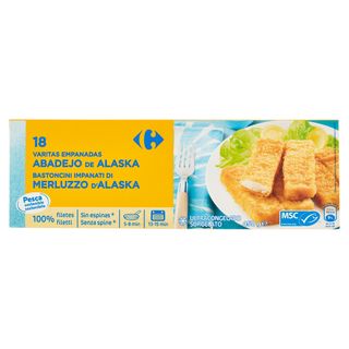 Carrefour 18 Bastoncini Impanati di Merluzzo d'Alaska Surgelato 18 x 25 g