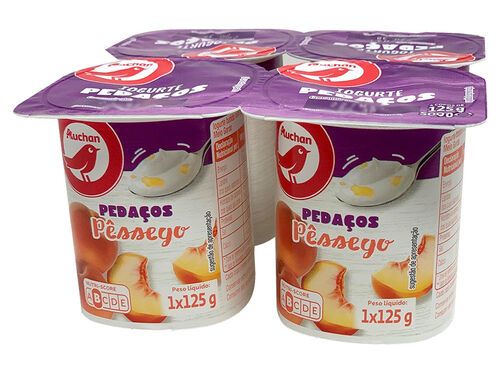 IOGURTE AUCHAN PEDAÇOS PÊSSEGO 4X125G