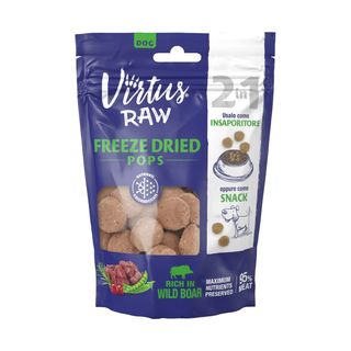 Virtus dog raw snack insaporitore freeze dried pops 30g cinghiale
