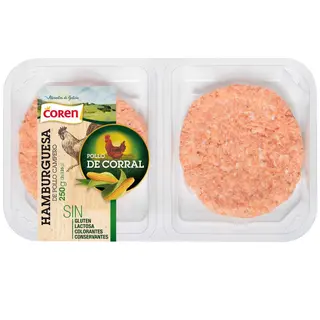 Hamburguesa De Pollo De Corral Coren, Bandeja 250 Gr.