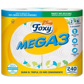 Papel Cocina Foxy Mega3 2 Rollos