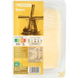 Queso Edam Tierno Eroski, Lonchas, Bandeja 200 Gr. (18151225)
