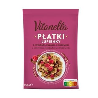 Vitanella Płatki z czekoladą mleczną i malinami, 250 g