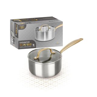 Casseruola 16 cm triplo strato Tri-Ply - Gold con coperchio