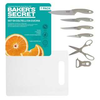 Set tagliere, 4 coltelli, forbici e pelapatate - Baker's Secret - MAS033287NOC