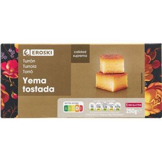 Turrón De Yema Tostada Eroski, Caja 250 Gr.