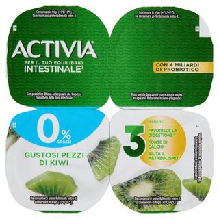 Activia Yogurt Con Probiotico Bifidus, 0% Grassi, Gusto Kiwi, 4X125G