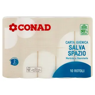 CONAD Carta Igienica Salva Spazio 2 Veli 10 Rotoli - 8003170013544