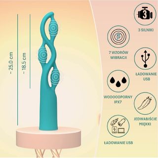 rozkosz fiony – bajeczny elastyczny wibrator z trzema pętlami, 3 silniki, 25 cm i wkładane 18,3 cm, silikon, ipx7