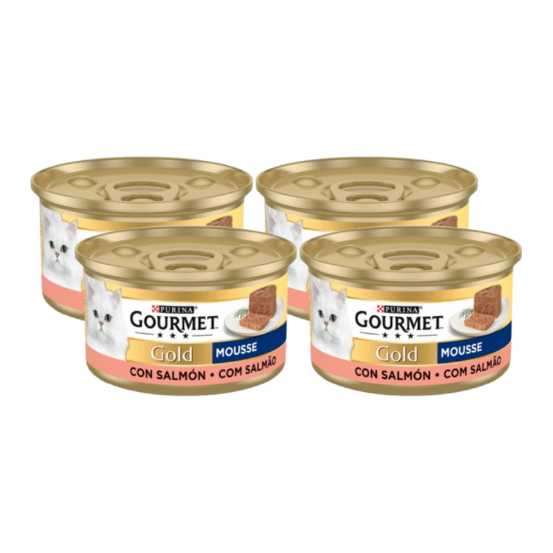 Pack Purina Gourmet Gold Mousse Salmão 4x85g