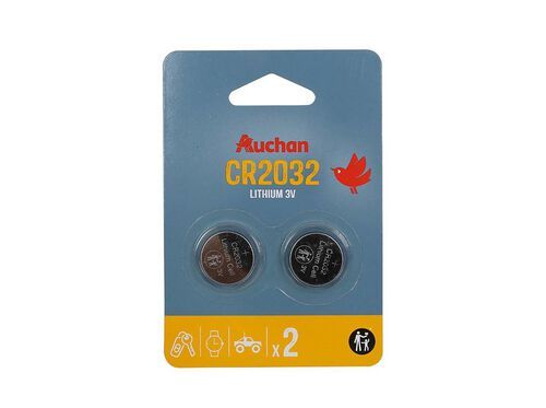 PACK 2 PILHAS BOTÃO LITIUM AUCHAN STANDARD CR2032