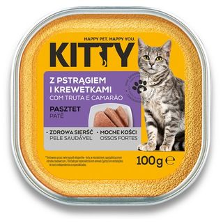 Kitty Karma dla kota, pasztet z pstrągiem i krewetkami, 100 g