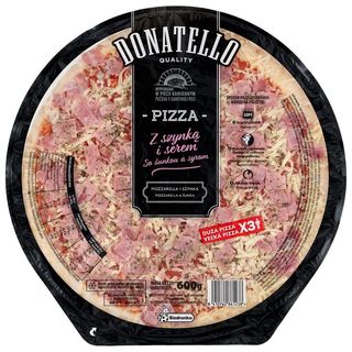 Donatello Pizza z szynką i serem, mozzarella i szynka 600 g