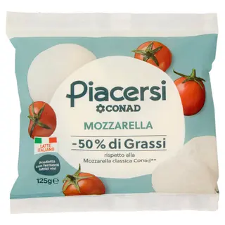 PIACERSI CONAD Mozzarella -50% di Grassi 125 g - 8003170040700