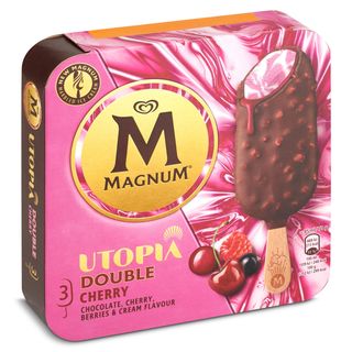 Helado Bombón Doble Cherry Utopía 3 Unidades Magnum Caja 213 G
