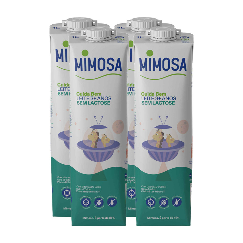 Pack Mimosa Leite Meio Gordo sem Lactose Infantil 3+ 4x1L