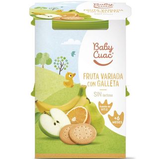 BABY CUAC Tarrito Fruta Variada Y Galleta 2X200 Ml