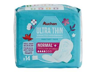 PENSOS HIGIÉNICOS AUCHAN ULTRA FINO NORMAL COM ABAS BOLSA 14UN