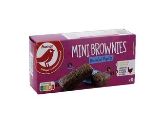 MINI BROWNIES AUCHAN COM PEPITAS DE CHOCOLATE PRETO 8X30G