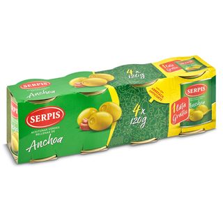 Aceitunas Rellenas De Anchoa Serpis Lata 4 X 50 G