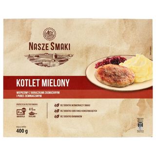 Nasze Smaki Kotlet mielony wieprzowy z buraczkami zasmażanymi i puree ziemniaczanym 400 g