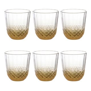Set 6 bicchieri acqua - in vetro Diamante oro