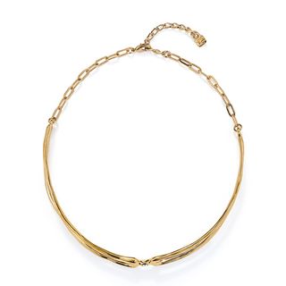 Collar Doble Bañado En Oro 18K Con Topacio Blanco