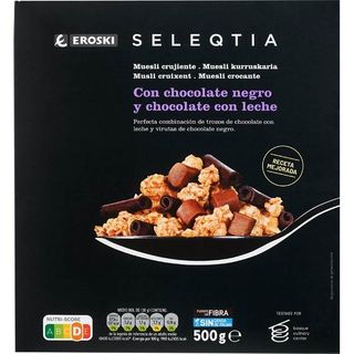 Muesli Crujiente Chocolate C/ Leche Y Negro Seleqtia, Caja 500 G