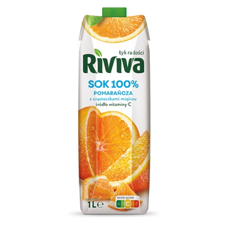 Riviva Sok pomarańczowy z cząsteczkami miąższu 100%, 1 L